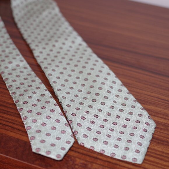 Canali Silk Green Pink Flower print Tie 61" x 3.5" - Picture 1 of 6